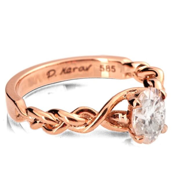 Braided Engagement Ring Rose Gold and Oval Moissanite Catalogue