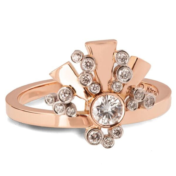 Sun Ring, Multi-Stone Diamond Ring Made of Rose Gold and Platinum Catalogue