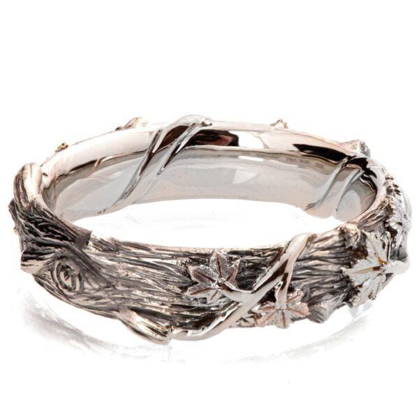 Twig and Maple Leaves Wedding Band in White Gold Catalogue
