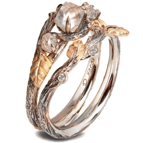 Raw Diamond Twig Bridal Set Rose Gold Catalogue