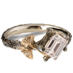 Twig and Ginkgo Leaf Engagement Ring Yellow Gold and Diamond Catalogue