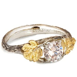 Twig and Fig Leaves Engagement Yellow Gold and Moissanite Catalogue