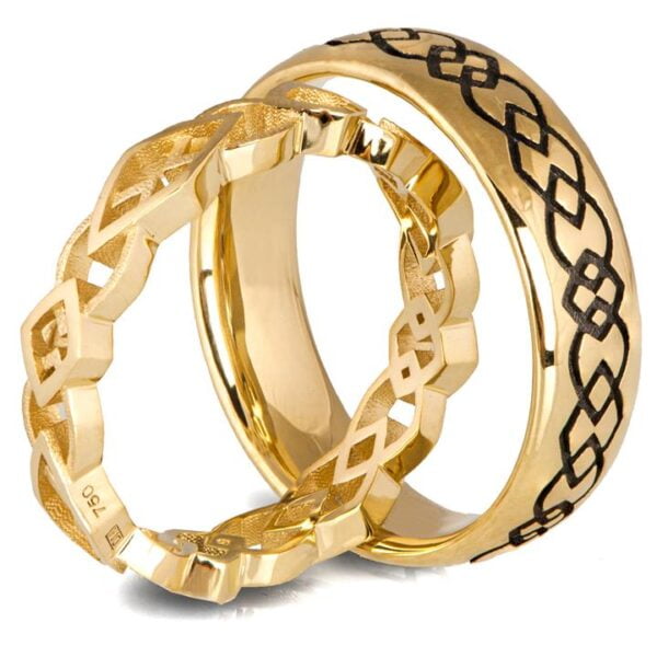 Yellow Gold His & Hers Celtic Wedding Bands Catalogue