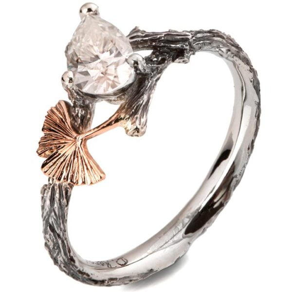 Twig and Ginkgo Leaf Engagement Ring Platinum and Diamond Catalogue