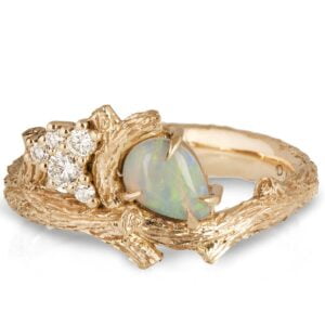 Solid Gold Opal and Diamonds Cluster Twig Ring Catalogue