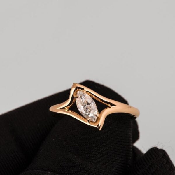 Tilted Marquise Cut Diamond Engagement Ring Rose Gold Catalogue