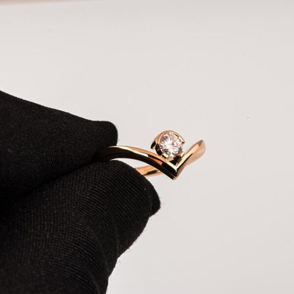 Rose Gold Geomtric Minimalistic Chevron Diamond Engagement Ring Catalogue