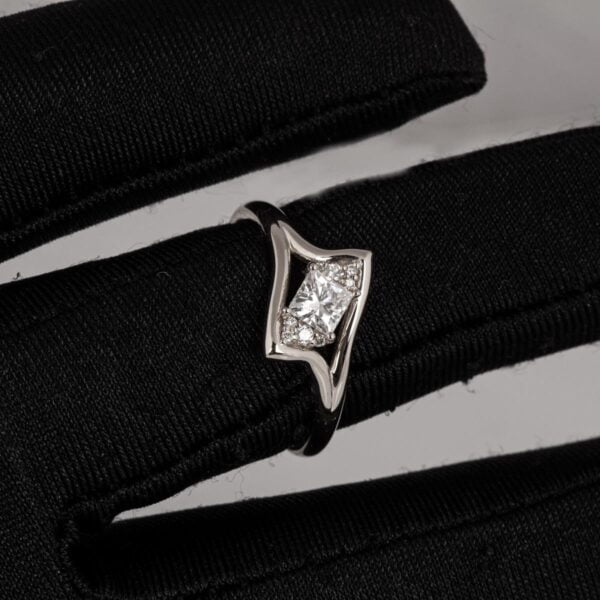 Platinum Princess Diamond Cluster Twist Engagement Ring Catalogue