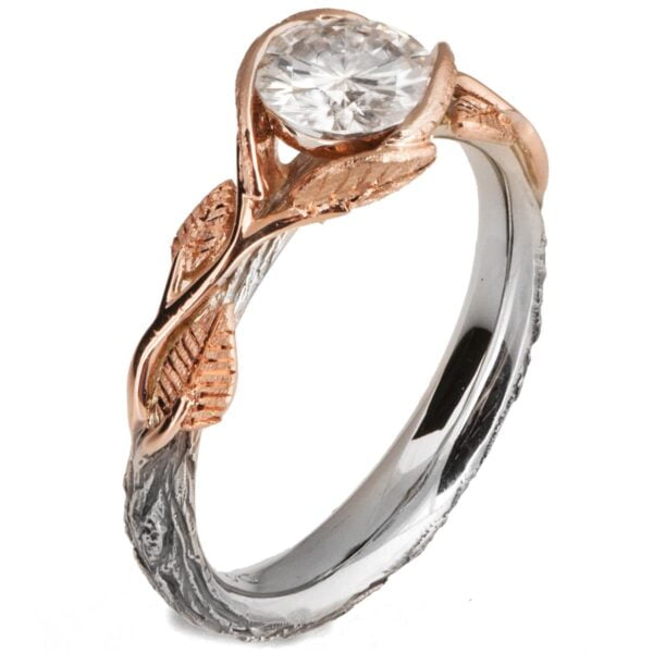 Twig and Leaves Engagement Ring Platinum Rose Gold and Diamond Catalogue