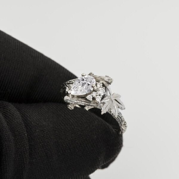 Maple Leaf Diamonds Cluster Engagement Ring White Gold Catalogue