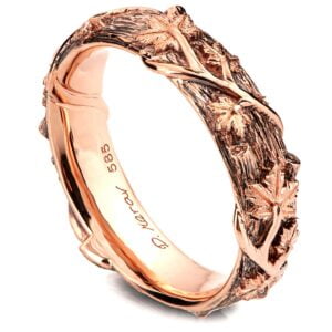 Black and Rose Gold Twig and Maple Leaves Wedding Band Catalogue