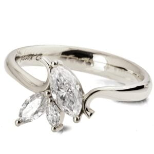 Platinum Wave Engagement Ring Set with 3 Marquise Diamond Cluster Catalogue