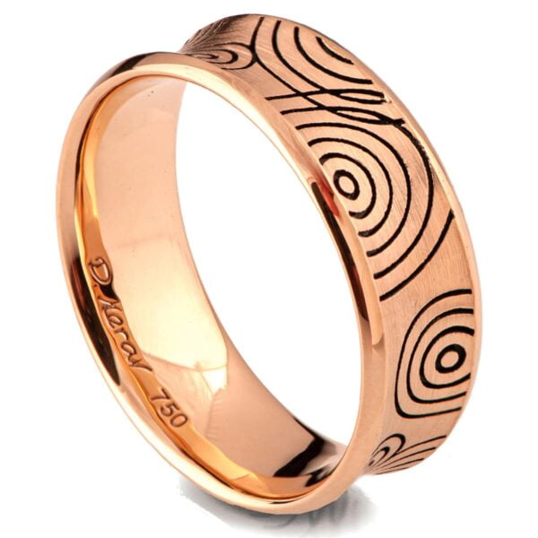 Textured Black and Rose Gold Ripple Wedding Band Catalogue