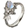 Black and White Gold Twig and Leaves Pear Cut Teal Sapphire Engagament Ring Catalogue