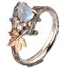 Gold Twig and Maple Leaf Pear-Cut Opal and Diamonds Cluster Engagement Ring Catalogue