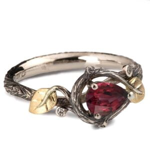 Gold Twig and Leaves Engagement Ring and Ruby Catalogue