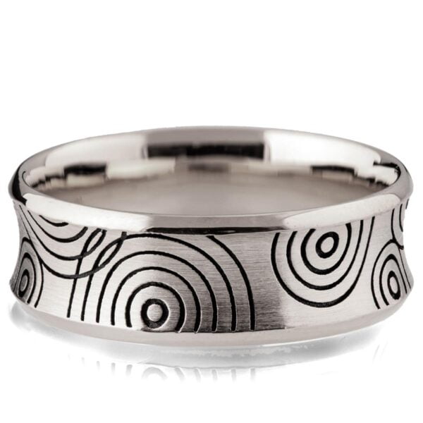 Textured Black and White Gold Ripple Wedding Band Catalogue