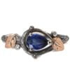 Black and Gold Twig and Leaves Pear Cut Blue Sapphire Engagament Ring Catalogue