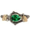 Platinum and Rose Gold Twig and Leaves Pear Cut Emerald Engagament Ring Catalogue