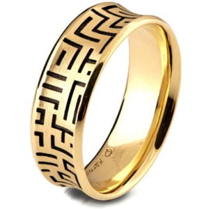 Textured Black and Gold Maze Wedding Band Catalogue