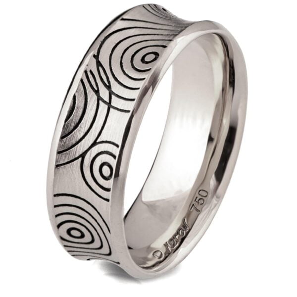 Textured Black and White Gold Ripple Wedding Band Catalogue