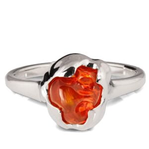 Raw Mexican Fire Opal and Diamonds Engagement Ring Platinum Catalogue
