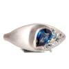 Signet Engagement Ring White Gold and Pear Cut Sapphire and Diamonds Cluster Catalogue