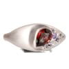 Signet Engagement Ring White Gold and Pear Cut Ruby and Diamonds Cluster Catalogue