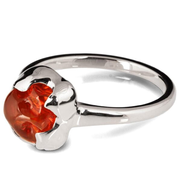 Raw Mexican Fire Opal and Diamonds Engagement Ring White Gold Catalogue
