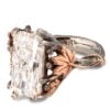 Large Radiant Cut Twig and Maple Leaf Engagement Ring Platinum and Rose Gold Catalogue