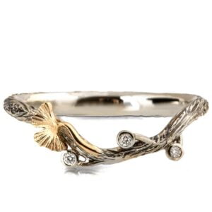Twig and Ginkgo Leaf Wedding Band Yellow Gold Catalogue
