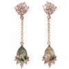 Yellow Gold Moss Agate and Diamond Cluster Drop Earrings Catalogue