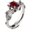 Platinum and Rose Gold Vines and Leaves Ruby Engagament Ring Catalogue