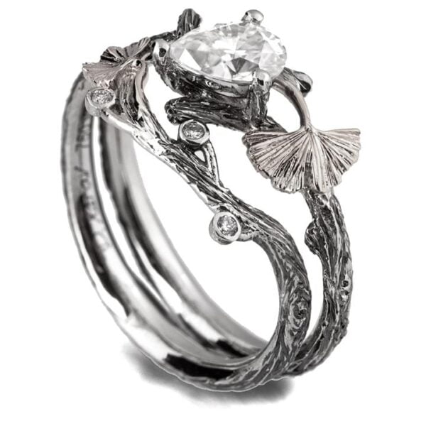 Twig and Ginkgo Leaf Bridal Set White Gold and Diamond Catalogue
