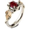 Platinum and Rose Gold Vines and Leaves Ruby Engagament Ring Catalogue