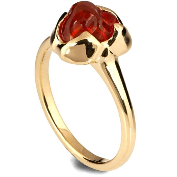 Raw Mexican Fire Opal and Diamonds Engagement Ring Yellow Gold Catalogue