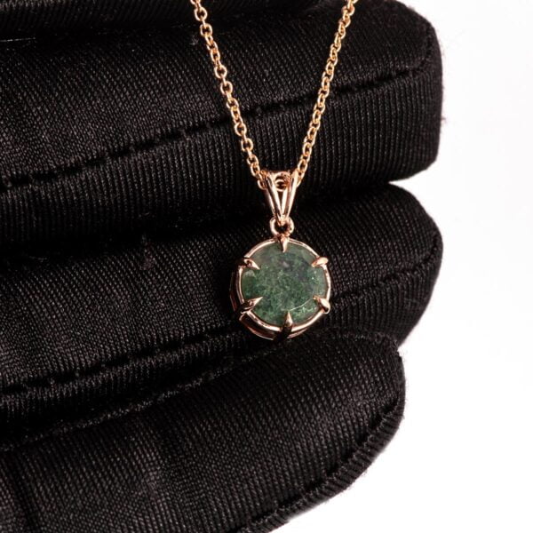 Rose Gold Claw Set Round Moss Agate Pendant Catalogue