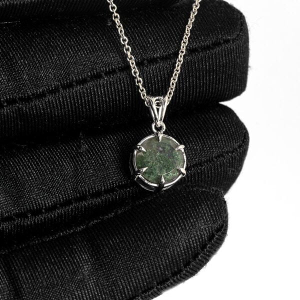 White Gold Claw Set Round Moss Agate Pendant Catalogue