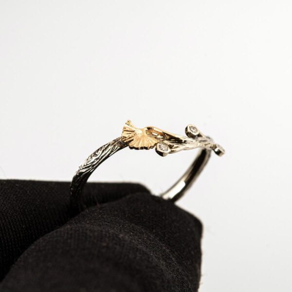 Twig and Ginkgo Leaf Wedding Band Yellow Gold Catalogue