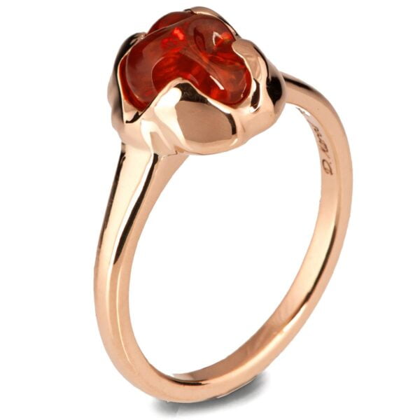 Raw Mexican Fire Opal and Diamonds Engagement Ring Rose Gold Catalogue