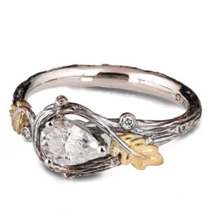 Oak Leaves Pear Cut Diamond Engagement Ring Engagement Rings