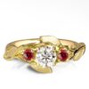 Leaves Engagement Ring #8 Rose Gold Diamond and Rubies Catalogue