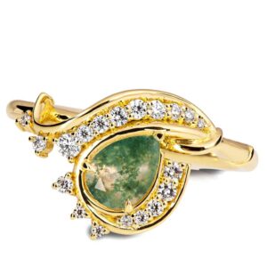 Twisting Vines Moss Agate Engagement Ring Engagement Rings