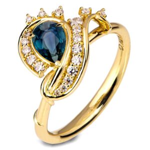 Twisting Vines Teal Sapphire Engagement Ring Engagement Rings